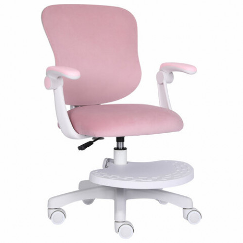 Кресло детское с подставкой для ног BRABIX Sky MG-206, велюр, розовое, 533154