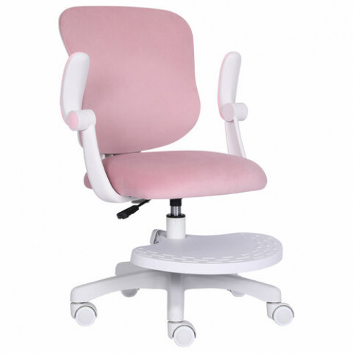Кресло детское с подставкой для ног BRABIX Sky MG-206, велюр, розовое, 533154