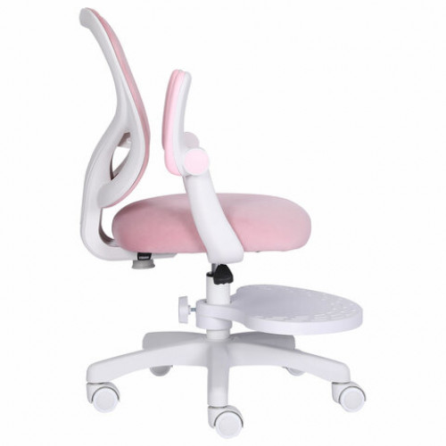 Кресло детское с подставкой для ног BRABIX Sky MG-206, велюр, розовое, 533154