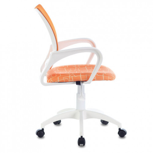 Кресло BRABIX Fly MG-396W, с подлокотниками, пластик белый, сетка, оранжевое с рисунком Giraffe, 532402, MG-396W_532402