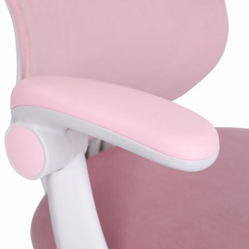 Кресло детское с подставкой для ног BRABIX Sky MG-206, велюр, розовое, 533154