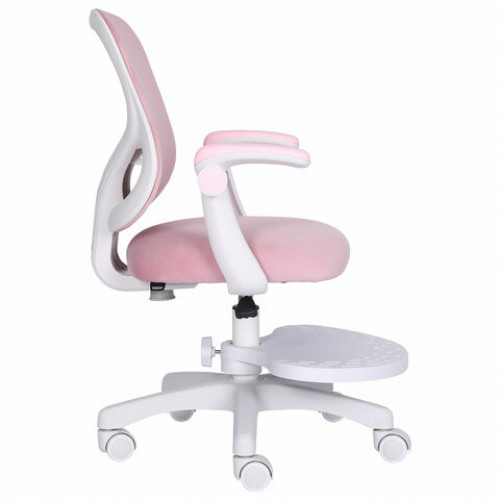 Кресло детское с подставкой для ног BRABIX Sky MG-206, велюр, розовое, 533154