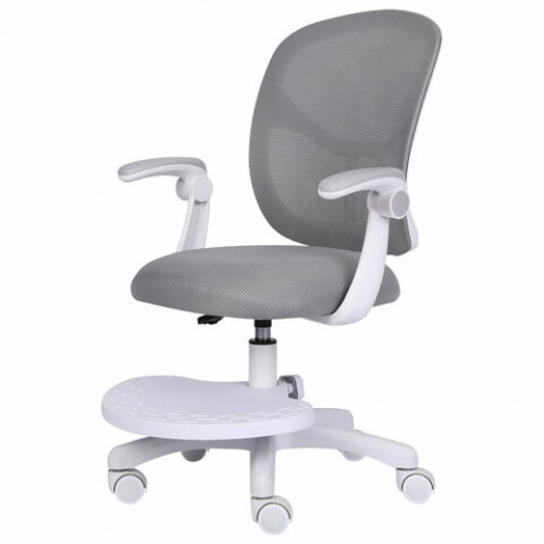 Кресло детское с подставкой для ног BRABIX Toy MG-205, сетка/ткань TW, серое, 533153