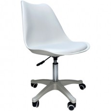 Кресло стул BRABIX Eames MG-310 PL, пластик белый, экокожа белая, 532926