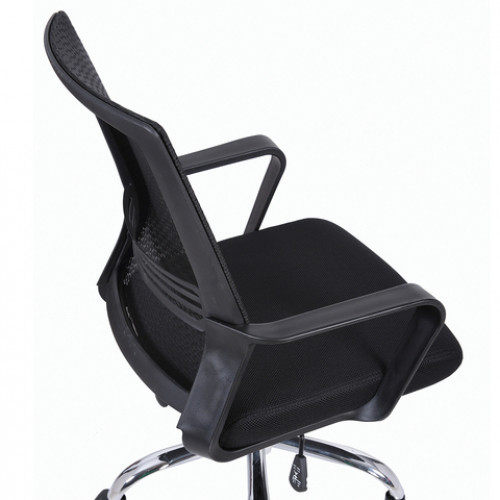 Кресло BRABIX Daily MG-317, с подлокотниками, хром, черное, 531833