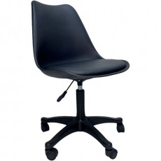 Кресло стул BRABIX Eames MG-310 PL, пластик черный, экокожа черная, 532927