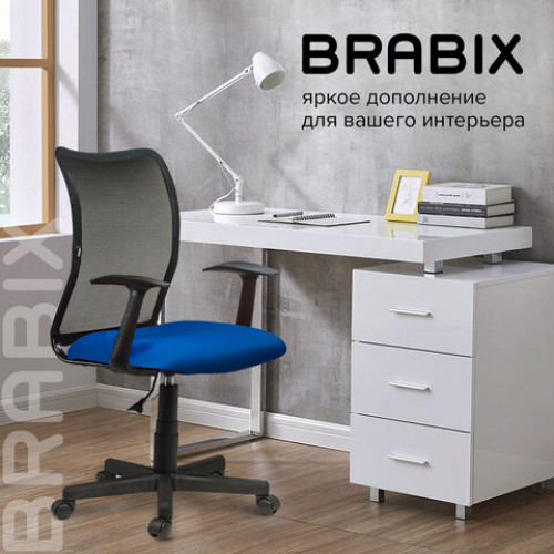 Кресло BRABIX Spring MG-307, с подлокотниками, комбинированное синее/черное TW, 531404