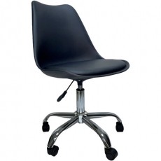 Кресло стул BRABIX Eames MG-310 CH, хром, пластик черный, экокожа черная, 532925