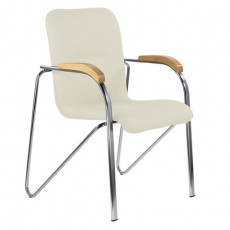 Кресло для приемных и переговорных BRABIX Samba CF-103, хром, бук (D-1), к/з бежевый, собрано, 532757