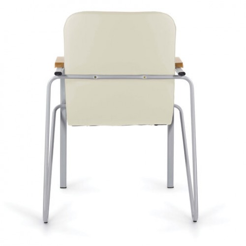 Кресло для приемных и переговорных BRABIX Samba CF-104, серый, бук (D-1), к/з бежевый, собрано, 532760