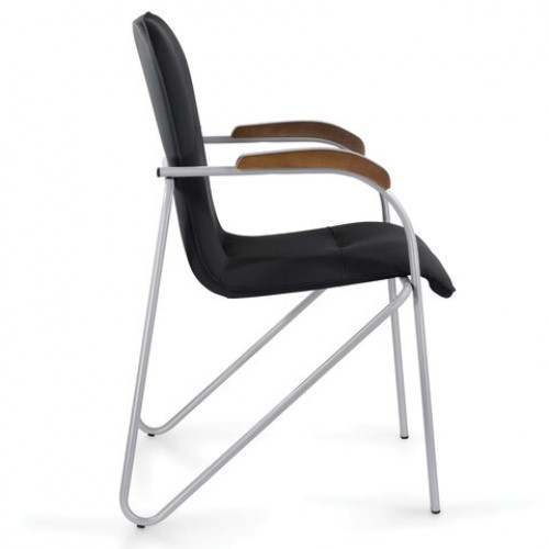 Кресло BRABIX Samba CF-106 BOX-2, серый каркас, накладки орех, кожзам черный, разобрано, 532763