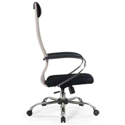 Кресло офисное BRABIX PREMIUM Ultimate EX-800 хром, плотная двойная сетка Х2, черное/бежевое, 532913