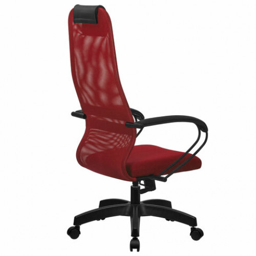 Кресло офисное МЕТТА SU-B-8 пластик, ткань-сетка, сиденье мягкое, красное