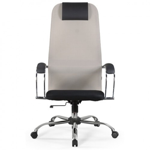Кресло офисное BRABIX PREMIUM Ultimate EX-800 хром, плотная двойная сетка Х2, черное/бежевое, 532913