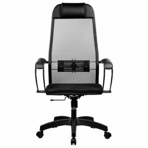 Кресло офисное МЕТТА К-11, пластик, ткань-сетка, сиденье мягкое, черное