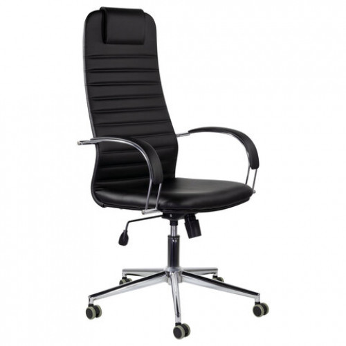 Кресло офисное BRABIX Pilot EX-610 CH premium, хром, кожзам, черное, 532418