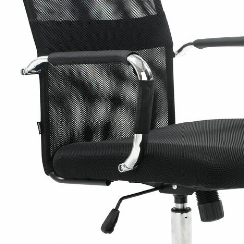 Кресло офисное BRABIX Fit EX-514, с подголовником, хром, черное, 531949