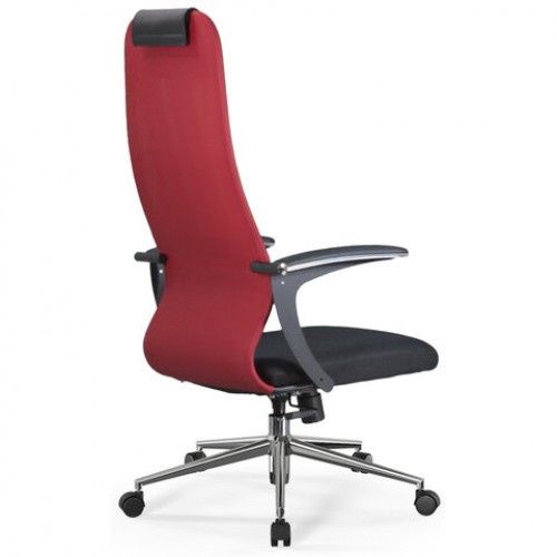 Кресло офисное BRABIX PREMIUM Ultimate EX-801 хром, плотная двойная сетка Х2, черное/красное, 532921