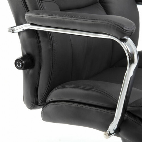 Кресло из натуральной кожи BRABIX PREMIUM Phaeton EX-502, хром, черное, 530882