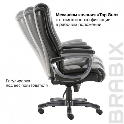 Кресло офисное BRABIX PREMIUM Solid HD-005, НАГРУЗКА до 180 кг, рециклированная кожа, черное, 531941
