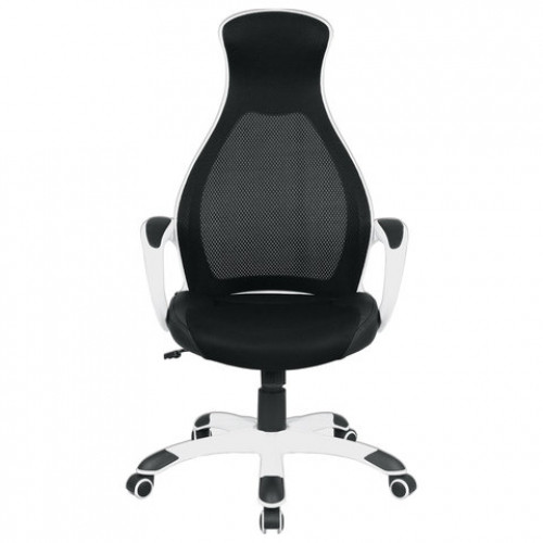 Кресло офисное BRABIX PREMIUM Genesis EX-517, пластик белый, ткань/экокожа/сетка черная, 531573