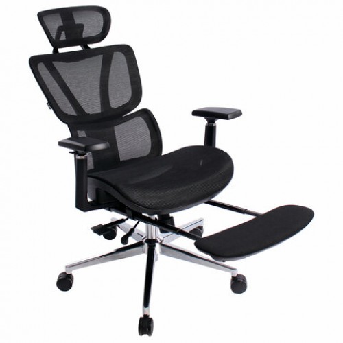 Кресло BRABIX PREMIUM Evolution ER-700, подножка, слайдер, синхромеханизм, сетка, черное, 532947
