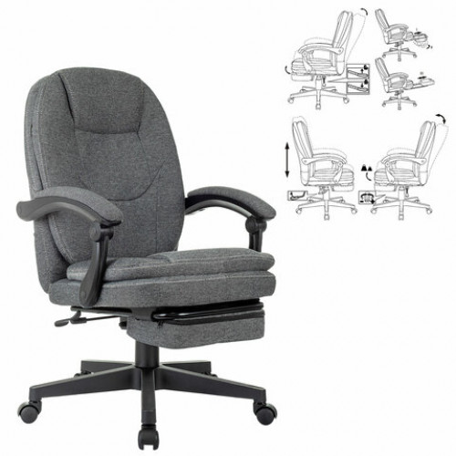 Кресло офисное CH-868MSG-BF, синхромеханизм, вибромодуль, подставка для ног, ткань, серое, 1998751