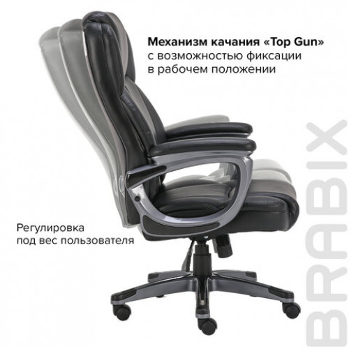 Кресло офисное BRABIX PREMIUM Favorite EX-577, пружинный блок, рециклированная кожа, черное, 531934