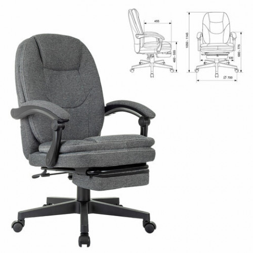 Кресло офисное CH-868MSG-BF, синхромеханизм, вибромодуль, подставка для ног, ткань, серое, 1998751