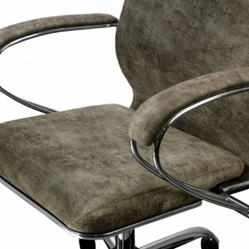 Кресло офисное МЕТТА L1m 42, хром, сиденье и спинка мягкие, велюр, светло-серое