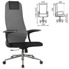 Кресло офисное BRABIX PREMIUM Ultimate EX-801 хром, плотная двойная сетка Х2, черное/серое, 532918