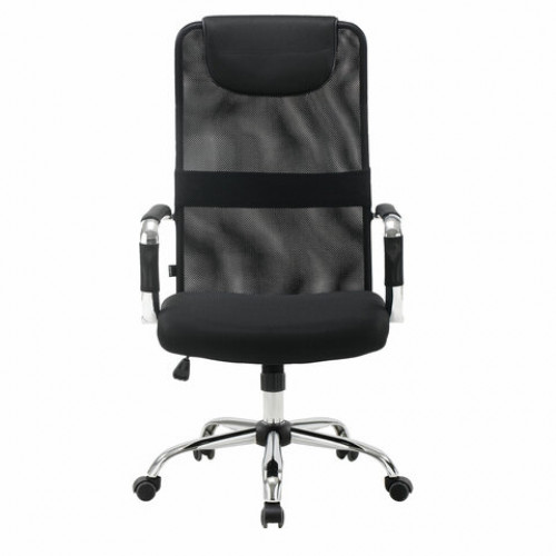 Кресло офисное BRABIX Fit EX-514, с подголовником, хром, черное, 531949