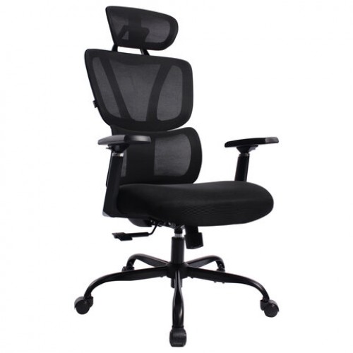 Кресло BRABIX PREMIUM Fargo ER-710, синхромеханизм, 3D подлокотники, сетка/ткань TW, черное, 532949