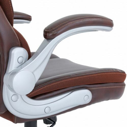 Кресло BRABIX PREMIUM Phantom EX-553, рециклированная кожа, регулируемый подголовник, коричневое, 532941