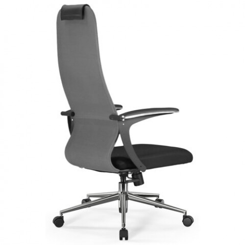 Кресло офисное BRABIX PREMIUM Ultimate EX-801 хром, плотная двойная сетка Х2, черное/серое, 532918