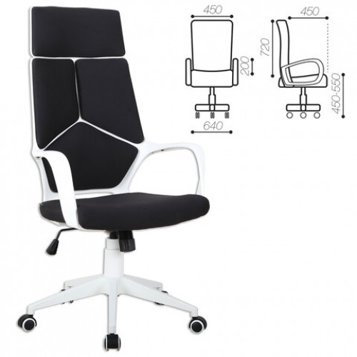 Кресло офисное BRABIX PREMIUM Prime EX-515, пластик белый, ткань, черное, 531812
