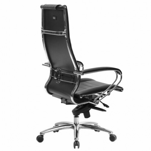 Кресло офисное МЕТТА SAMURAI Lux 2, рецик. кожа, регулируемое сиденье, черное