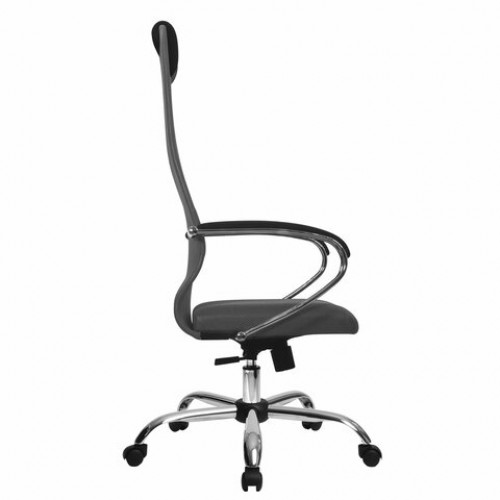 Кресло офисное МЕТТА SU-B-8 хром, ткань-сетка, сиденье мягкое, светло-серое