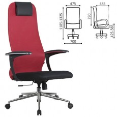 Кресло офисное BRABIX PREMIUM Ultimate EX-801 хром, плотная двойная сетка Х2, черное/красное, 532921