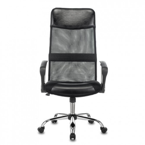 Кресло офисное CH-600SL, хром, ткань-сетка/кожзам, черное, 1380230