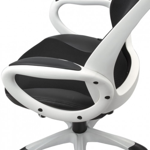 Кресло офисное BRABIX PREMIUM Genesis EX-517, пластик белый, ткань/экокожа/сетка черная, 531573