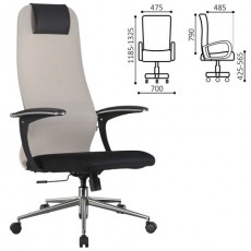 Кресло офисное BRABIX PREMIUM Ultimate EX-801 хром, плотная двойная сетка Х2, черное/бежевое, 532919