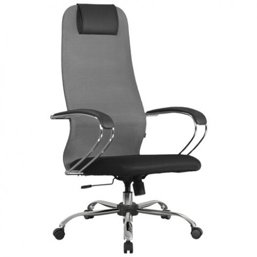 Кресло офисное BRABIX PREMIUM Ultimate EX-800 хром, плотная двойная сетка Х2, черное/серое, 532912