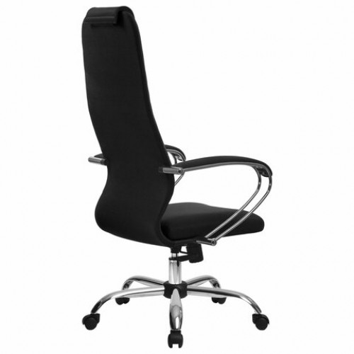 Кресло офисное МЕТТА SU-B-10 хром, ткань-сетка, сиденье и спинка мягкие, черное