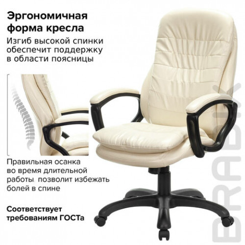 Кресло офисное BRABIX PREMIUM Omega EX-589, экокожа, бежевое, 532095