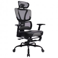 Кресло BRABIX PREMIUM Venom GM-530, подножка, синхромеханизм, экокожа/сетка, черное/серое, 532951