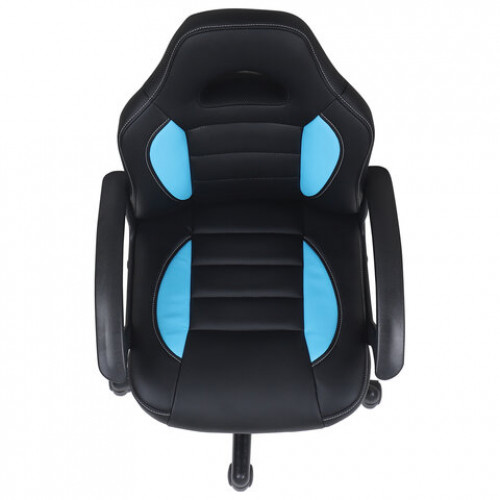 Кресло компьютерное BRABIX Spark GM-201, экокожа, черное/голубое, 532505