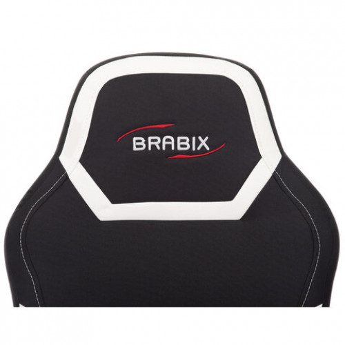 Кресло компьютерное BRABIX Alpha GM-018, ткань/экокожа, черное/белое, 532640, GM-018_532640