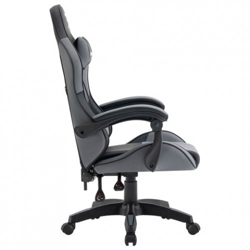 Кресло компьютерное DEFENDER Strider, 2 подушки, ткань/экокожа, черное/серое, 64056