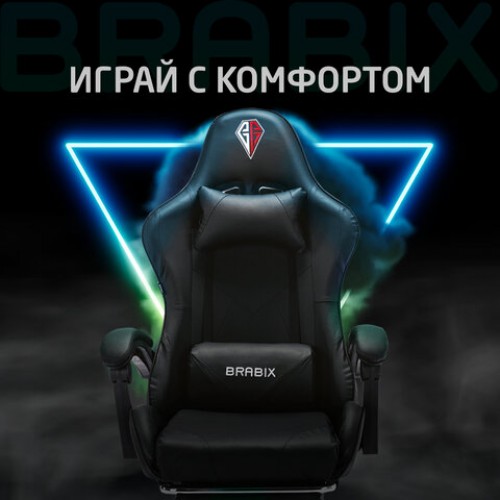 Кресло компьютерное BRABIX Dexter GM-135, подножка, две подушки, экокожа, черное, 532800